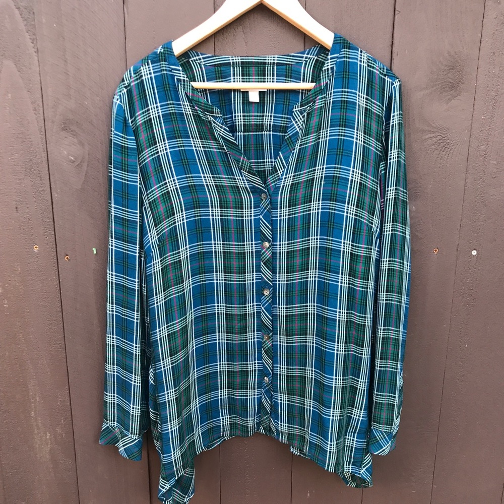 Plaid button up | L|